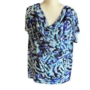 212 Collection Blue White Short Sleeve top 2X